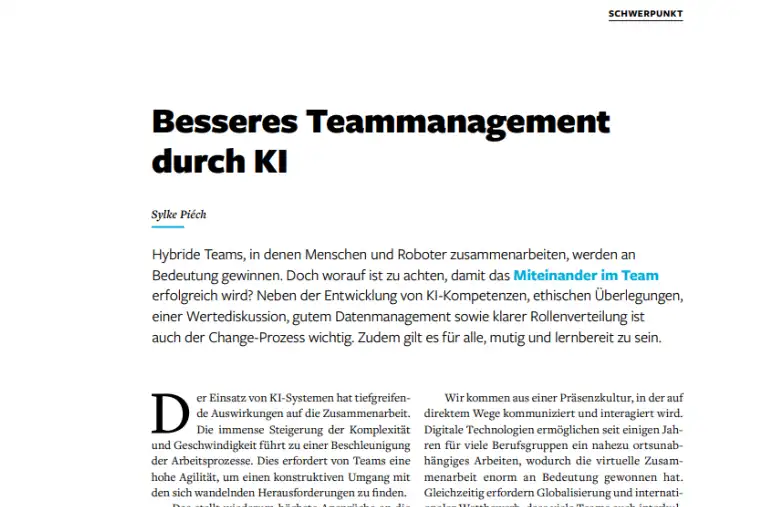 Besseres Teammanagement durch KI – Magazin-Auszug als PDF