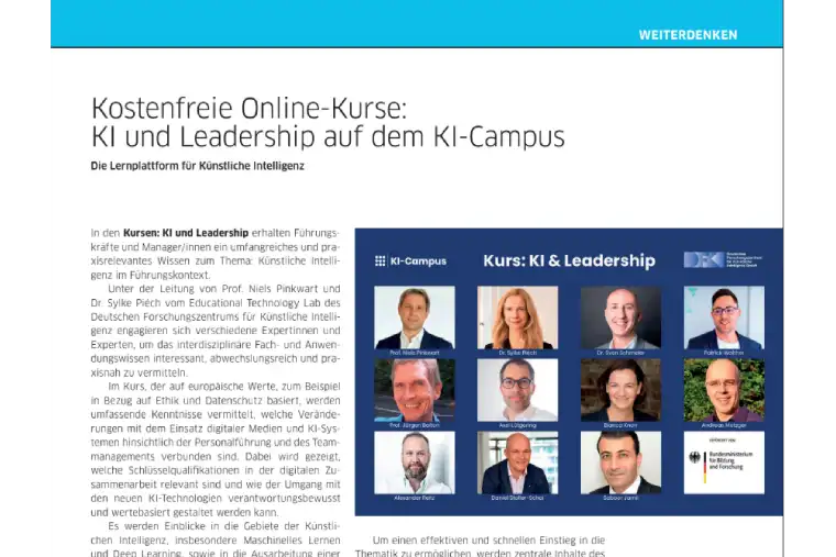 Kostenfreie Online-Kurse: KI und Leadership auf dem KI-Campus